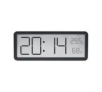 HpLive Digital Wall Clock, LCD Digital Radio-Controlled Clock with Alarm Function, Temperature and Humidity Display, Date and Day of the Week on Large Screen (Black)