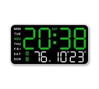 HpLive Digital Wall Clock, LED Digital Wireless Alarm Clock with Temperature, Date and Weekday Display, Table and Wall Mounting, USB Cable (A)