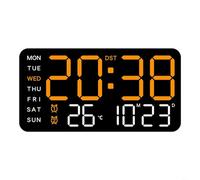 HpLive Digital Wall Clock, LED Digital Wireless Alarm Clock with Temperature, Date and Weekday Display, Table and Wall Mounting, USB Cable (F)