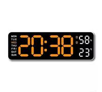 HpLive Digital Wall Clock with Large Display, Calendar, Temperature and Date, LED Desk Clock with Alarm Function for Home and Office (Orange Light)