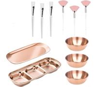 HpLive Face Mask Mixing Bowl Set, 23-Piece Face Mask Mixing Tool with Makeup Brushes, Bowls, Compression Sponges, Tray (Rose Gold)