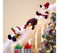 HpLive Festive Christmas Decoration Set with Plush Snowman, Santa and Penguin for Stair Railing and Living Room