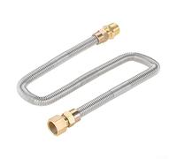 HpLive Flexible Propane Gas Hose 24 Inch Heat Resistant Stainless Steel Corrugated Pipe for Fire Pit Fireplace Grill with 1/2 NPT Brass Adapters