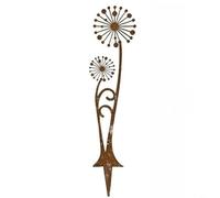 HpLive Garden Stake, Dandelion Decoration, Iron Stake, Rusty Rust Look, Artistic Design, 30/35 cm, Rust Red, Metallic, Easy to Install, Versatile Outdoor Decoration (B)