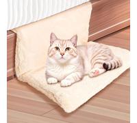 HpLive Hanging Bed for Cats Heating, Cat Lounger Heating Radiator Pet Lounger Warm Plush Cat Bed Foldable Metal Frame for Various Heaters 45 x 30 x 24.5 cm (Beige)