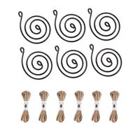 HpLive Hanging Iron Air Plant Holder with Adjustable Jute Ropes for Tillandsia, Stylish for Decoration for Home and Office, Space Saving Design without Soil, Black, Various (E)