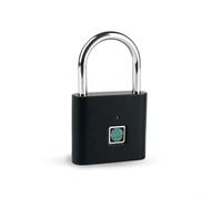 HpLive Intelligent Fingerprint Padlock, USB Rechargeable Smart Lock, Keyless Door Lock for Luggage & Cabinet, 10 Memory Slots, 0.5s Unlock Time, 4 mm Steel Cable, (Black)