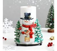 HpLive Iron Kitchen Roll Holder with Coated Base, Christmas Decoration for Kitchen, Bathroom, Santa Snowman, 32 x 18 cm (Green Snowman)