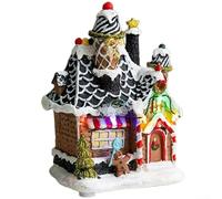 HpLive LED Resin Candy House with Warm Light, Battery Operated, Miniature Landscape Christmas Decoration for Table Windowsill (Ice Cream)