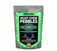 HpLive Luminous Garden Stones, Solar Powered, Waterproof, Decorative Pebbles Made of Colourful Resin, 17 x 12 cm, for Garden Paths, Patios, Landscape Decoration (Green, 200 Pieces)