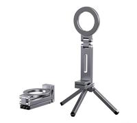 HpLive Magnetic Phone Tripod Stand with Dual Sided Holder for Phone, Heavy Duty Aluminum Alloy, Compact Portable Design, Silver Finish (Gray)