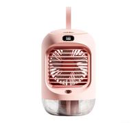 HpLive Mini USB Table Fan with Spray Function and Swivel Head Portable Air Cooler for Office Home (Pink)