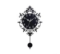 HpLive Modern Wall Clock Silent Battery Operated Without Ticking Noises Decorative Clock for Living Room Bedroom Kitchen Black (with Pendulum)