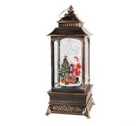 HpLive Musical Christmas Snow Globe Lantern with Santa Claus, USB and Battery Operated, Retro Gold Decoration for Living Room, Fireplace, Party Table (Santa Claus)