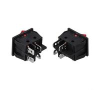 HpLive Pack of 2 Toggle Switches 30 A 250 V AC with 4-Pin Connections and LED Display, IP65 Waterproof, Flame Retardant Nylon Housing, Suitable for Welding Machines (Red)