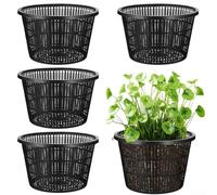 HpLive Pack of 5 Hydroponic Mesh Pots 21 cm Large Aquatic Plant Baskets, Plastic Mesh Container for Pond Plants, Garden, Orchids