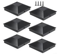 HpLive Pack of 6 Post Cap Covers with 12 Screws, 3.5 x 3.5 Inch Plastic Post Cover for Wooden Posts