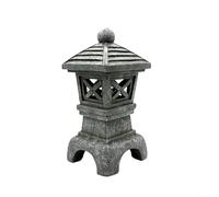 HpLive Pagoda Garden Statue Zen Lantern Solar Illuminated Weatherproof Polyresin for Outdoor Patio and Path with Quiet Design Grey 17.5 to 34 cm (D)