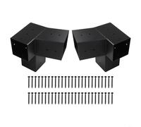 HpLive Pergola Bracket Set, Post Connector with Wall Mounting and Screws for Wooden Posts, Weatherproof for Porch, Garden Gazebo (Left 15° + Right 15°)