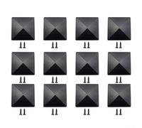 HpLive Post Fence Post Cap with Pre-Drilled Holes, Black Plastic Pyramid for 4 x 4 Inch Posts (Pack of 12)