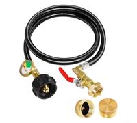 HpLive Propane Gas Refill Adapter with Pressure Gauge and Shut-Off Valve Brass Rubber for QCC Tanks and 1lb Bottles Outdoor Grill BBQ Replacement Parts