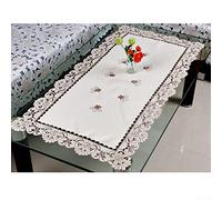 HpLive Rectangle Tablecloth 22.5 x 46 Inch Lace Floral Pattern Small Tablecloth for Home Party Garden Wedding Christmas Home Decor