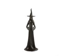 HpLive Resin Halloween Witch Statue with Candle Holder, Gothic Black Figure as Spiritual Decoration for Home and Altar, 23 x 8 x 8 cm