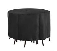 HpLive Round Cover for Outdoor Bar Table and Chairs, 210D Oxford Weatherproof for PROTECTION Patio Table and Chair Cover with Drawstring, Black (185 x 110 cm)