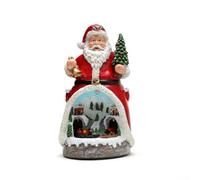 HpLive Santa Snowman Resin Christmas Figure with Illuminated Train and Music for Christmas Festive Decoration (Santa Claus)