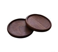 HpLive Set of 2 coasters, cup pads, black, walnut, round coaster, non-slip for coffee, beer, wine, glass bottle, home and bar, diameter 8.8 cm