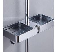 HpLive Shower Rail Shelf, Large Capacity Shower Caddy No Drilling, Double-Sided Storage and 8 Hooks, Bathroom Shelf (Silver)