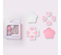 HpLive Silicone Keycaps Set for Nintendo Switch 2 Controller Buttons Accessories D-Pad Control Pad Buttons for Console Gamepad Pink White (Star Pink White)