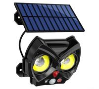 HpLive Solar LED Garden Light with Automatic Sensor and Waterproof, Decorative Owl Shape Wall Light for Outdoor Use (2 COB Black)