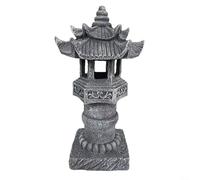 HpLive Solar Pagoda Lantern, Zen Garden Statue for Decoration, IP44 Weatherproof & Automatic Twilight, 30.5 cm Resin Stone Look, for Patio, Lawn, Yard