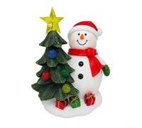 HpLive Solar Resin Santa Claus and Christmas Tree Statue with LED Light for Christmas Patio Garden Balcony Outdoor Decoration (Snow Tree)