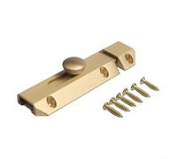 HpLive Solid Brass Sliding Door Latch, Door Security Closure, Antique Brass Latch, Precise Hardware Latch for Interior Doors, Robust Welded Base, Rust-Resistant Polished (Gold)