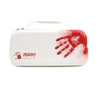HpLive Stylish Shockproof Case for Nintendo Switch 2 with Bloodstain Pattern, Ergonomic Handle, Multiple Storage Options (White and Red )
