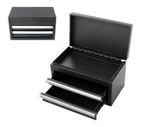 HpLive Tool Box, Metal Storage Box, Tool Box with 3 Levels, Organiser for Tools and Household Items, 27.5 x 15 x 15 cm (Black)