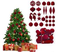 HpLive Velvet Christmas Tree Decoration Set 28-Piece for Decorative Baubles Wine Red Camel Dark Green Coffee Elegant Texture Easy Hanging Indoor Outdoor Use for Christmas Tree Party 15 cm (Red Wine)