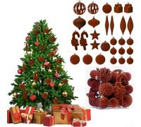 HpLive Velvet Christmas Tree Decoration Set 28 Pieces for Decorative Baubles Wine Red Camel Dark Green Coffee Elegant Texture Easy Hanging Indoor Outdoor Use for Christmas Tree Party 15 cm (Camouflage