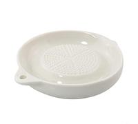 HpLive Versatile Porcelain Ceramic Grater Plate for Fruit, Vegetables and Spices, Compact Kitchen Aid with Smooth Surface, Dishwasher Safe, White, 10cm