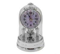 HpLive Vintage Table Clock, Analogue Alarm Clock, Classic Retro Table Clock with European Design, Dome Dome and Triple Crown Finish (Silver)