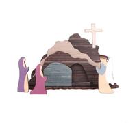 HpLive Wooden Easter Decor with Cross: Elegant Table Decoration for Home, Dining Room & Office - Festive Religious Ornament Wooden Christian Gift Resurrection Gift