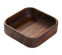 HpLive Wooden Salad Bowl, Stackable Fruit Bowl, Decorative Snack Plate, for Salad and Dried Fruit, Space-Saving Design, Hand-Polished Edges, 20 x 20 x 4.5 cm, Made of American Walnut Wood (A)