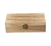 HpLive Wooden Storage Box, Rectangular, Vintage Jewellery Box with Metal Clasp, for Office and Home, Natural Wood Look, Robust, Durable, 24 x 13 x 7.2 cm (Light Colour)