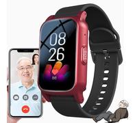 HpLNDas Elderly Smart Watch with Video Call And Fall Detection, Fall Alert Devices for Elderly, SOS Personal Alarm, GPS Tracker Watch, IP67 Waterproof, for Dementia/Alzheimer's Red