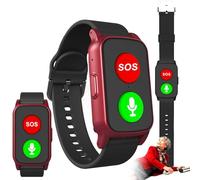 HpLNDas SOS Seniors Bracelet with Fall Detection, GPS Tracking Bracelet, SOS Rescue, HD Voice Call, With Heart Rate And Temperature Measurement, for Dementia Alzheimer's Disease Red