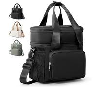 HPLQQ Insulated Lunch Bag, Leakproof Lunch Box for Women Men, Portable Tote Bag Thermal Cooler Lunch Container with Adjustable Strap for Adult/Kids for Work, School, Picnic, Outdoor, BBQ,D1-Black