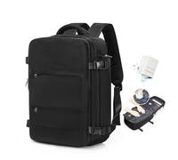 HPLQQ Vacuum Backpack Travel Bag 40x30x20 with Pump for Ryanair,Travel Backpack Underseat Cabin Size Rucksack,Carry On Hand Luggage Backpack Casual Daypack,A01-Black