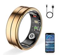 HPLSZCN Smart Ring Fitness Tracker, Smart Rings for Women Men, Sleep, Heart Rate, SpO2, Pressure, Women Health Wearable, Health Ring 5ATM Waterproof, iOS/Android Compatible (Gold, 8)